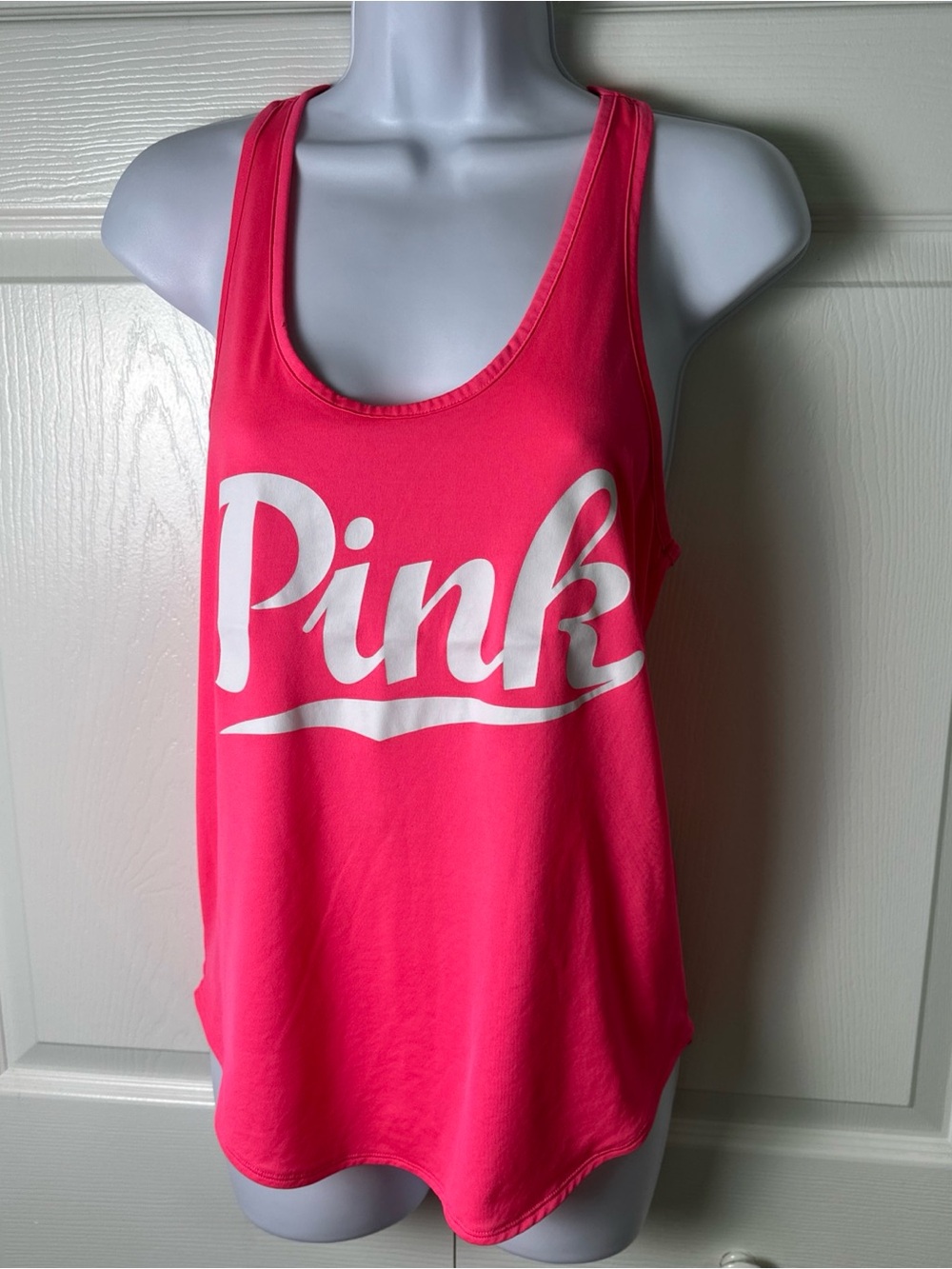 PINK Victoria's Secret Hot Pink Logo Scoop Tank